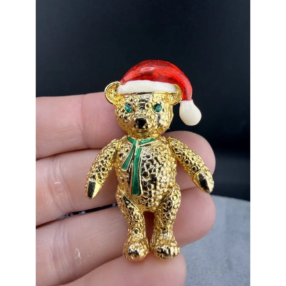 Vintage Brooch Lot Candy Cane Bear Butterfly Fish Bird Basket Christmas‎ Tree